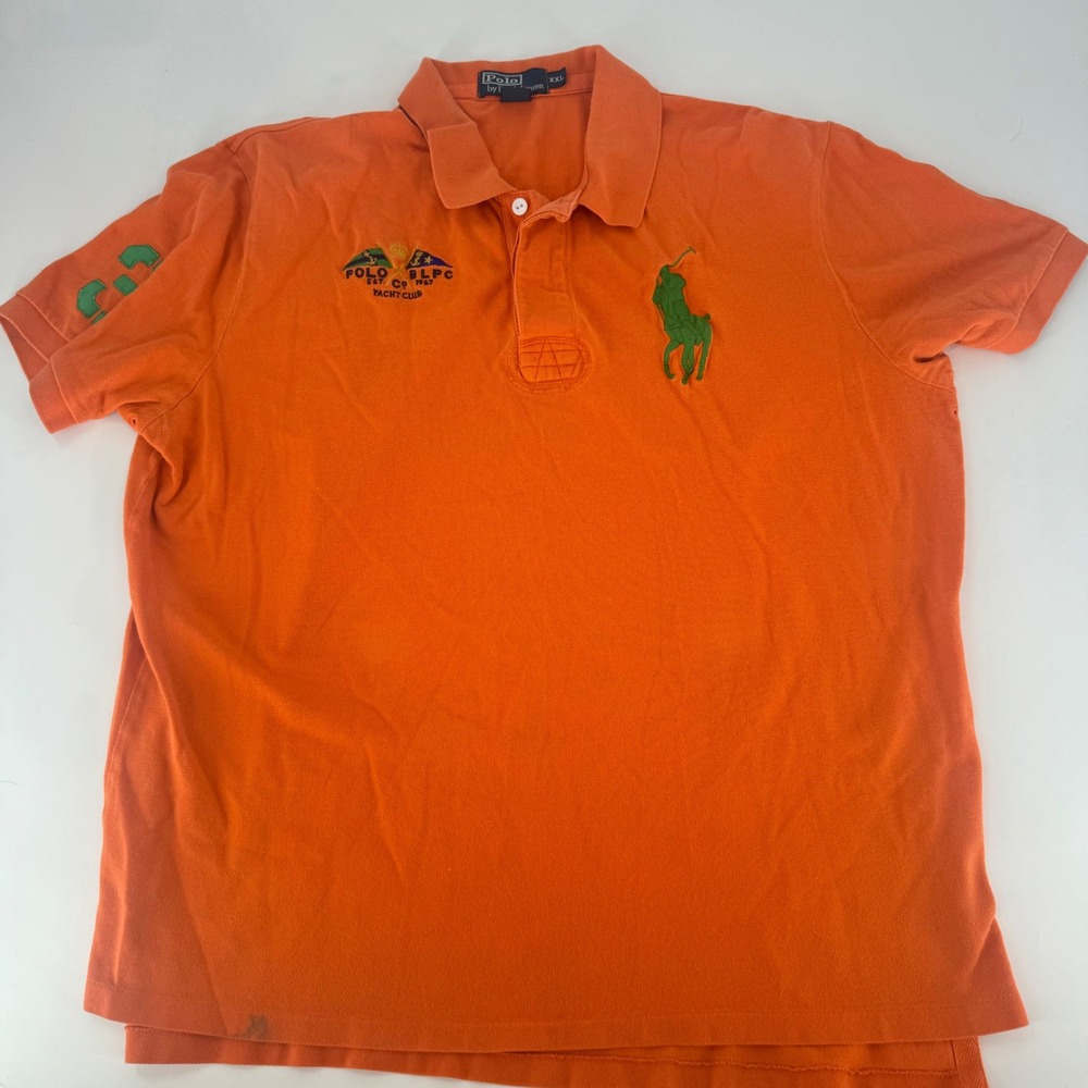 Polo Ralph Lauren Mens XXL Orange Big Pony Yacht Club Polo Shirt Short Sleeve